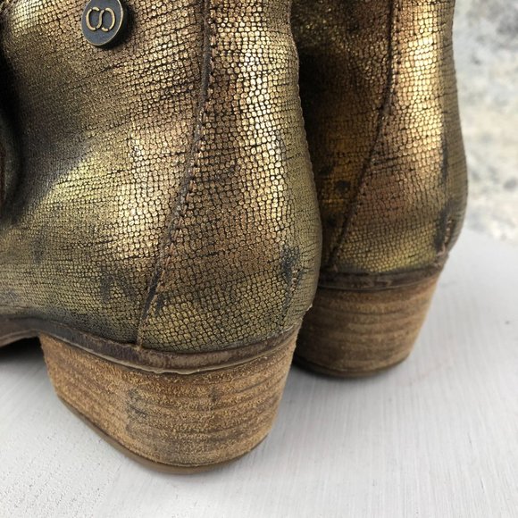 Coque Terra Women's SIze 40 Gold Metallic Zipper Detail Block Heel Ankle Booties - Picture 6 of 15